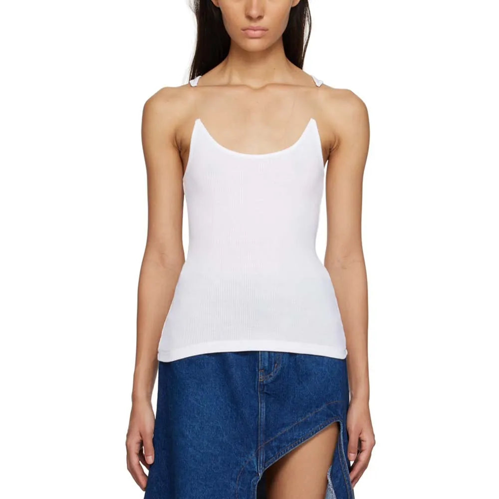 White ribbed Tank Top - The Invisible Lightweight Everyday Essential, perfect for layering and casual style.